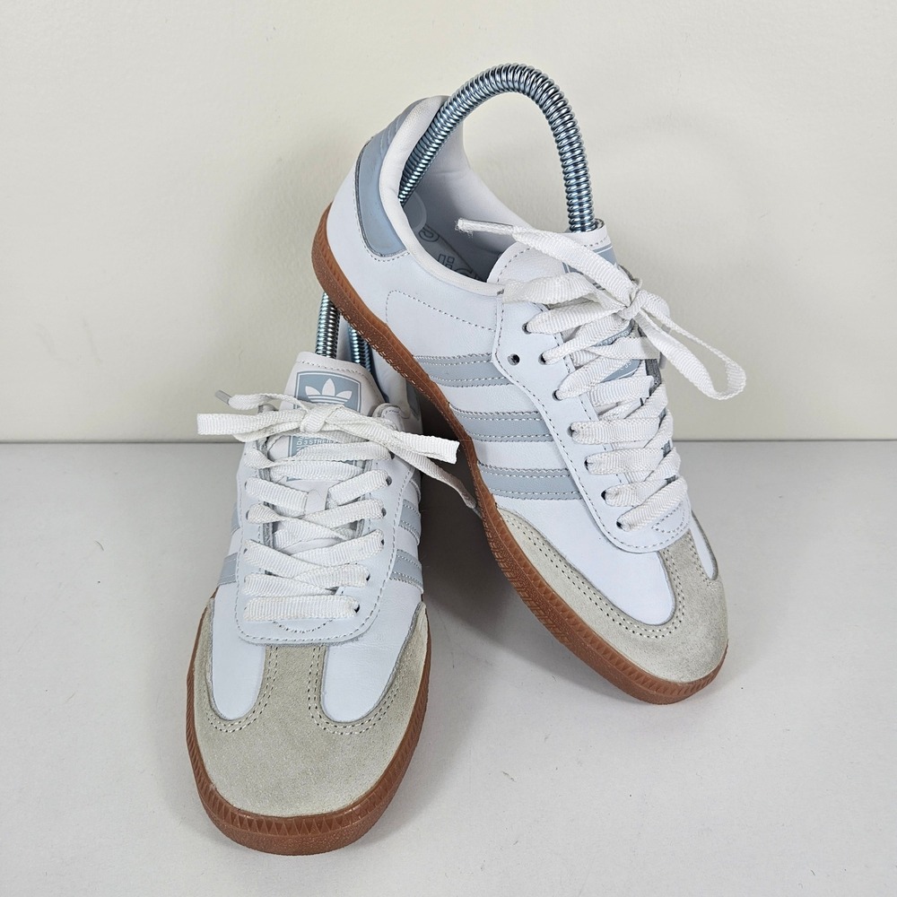 Adidas Samba OG Womens 5 White Halo Blue Gum Sneakers Shoes IE0877